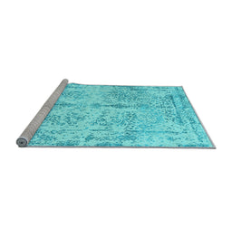 Sideview of Machine Washable Abstract Light Blue Contemporary Rug, wshcon1823lblu