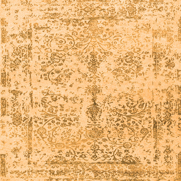 Round Machine Washable Abstract Orange Contemporary Area Rugs, wshcon1823org