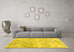 Machine Washable Abstract Yellow Contemporary Rug in a Living Room, wshcon1823yw