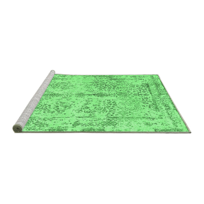 Sideview of Machine Washable Abstract Emerald Green Contemporary Area Rugs, wshcon1823emgrn
