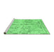 Sideview of Machine Washable Abstract Emerald Green Contemporary Area Rugs, wshcon1823emgrn