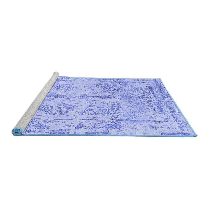 Sideview of Machine Washable Abstract Blue Contemporary Rug, wshcon1823blu