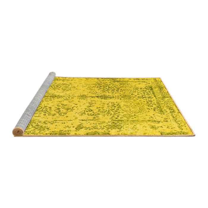 Sideview of Machine Washable Abstract Yellow Contemporary Rug, wshcon1823yw