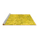 Sideview of Machine Washable Abstract Yellow Contemporary Rug, wshcon1823yw