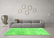 Machine Washable Abstract Green Contemporary Area Rugs in a Living Room,, wshcon1823grn