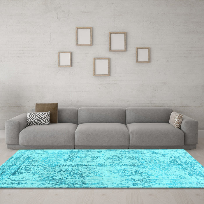 Machine Washable Abstract Light Blue Contemporary Rug in a Living Room, wshcon1823lblu