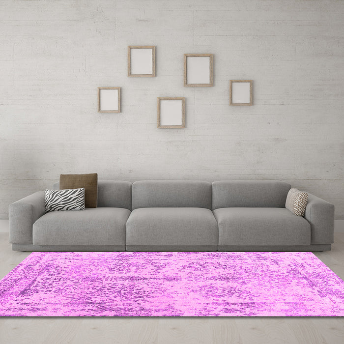 Machine Washable Abstract Pink Contemporary Rug in a Living Room, wshcon1823pnk