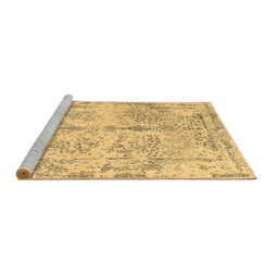Sideview of Machine Washable Abstract Brown Contemporary Rug, wshcon1823brn