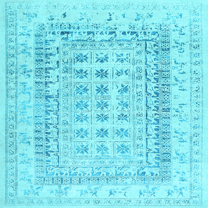 Square Abstract Light Blue Contemporary Rug, con1824lblu