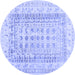 Round Machine Washable Abstract Blue Contemporary Rug, wshcon1824blu