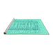 Sideview of Machine Washable Abstract Turquoise Contemporary Area Rugs, wshcon1824turq