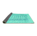 Sideview of Abstract Turquoise Contemporary Rug, con1824turq