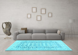 Machine Washable Abstract Light Blue Contemporary Rug in a Living Room, wshcon1824lblu