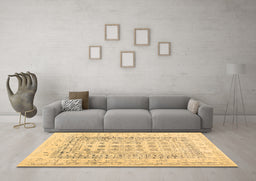 Machine Washable Abstract Brown Contemporary Rug in a Living Room,, wshcon1824brn