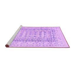 Sideview of Machine Washable Abstract Purple Contemporary Area Rugs, wshcon1824pur