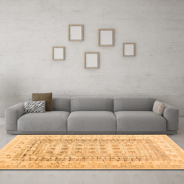 Machine Washable Abstract Orange Contemporary Area Rugs in a Living Room, wshcon1824org