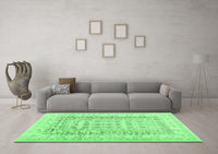 Machine Washable Abstract Emerald Green Contemporary Rug, wshcon1824emgrn