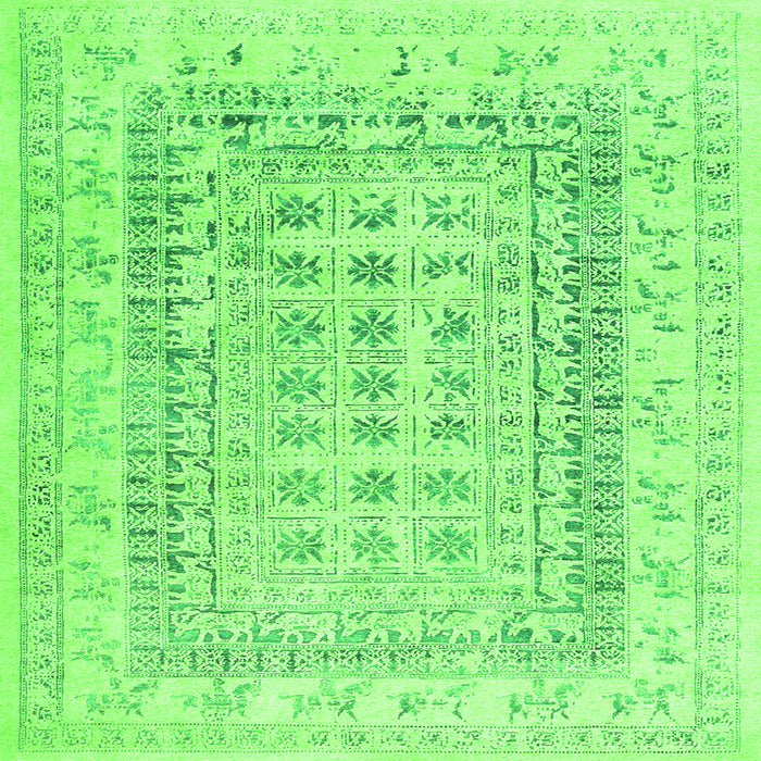 Round Machine Washable Abstract Green Contemporary Area Rugs, wshcon1824grn