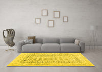 Machine Washable Abstract Yellow Contemporary Rug, wshcon1824yw