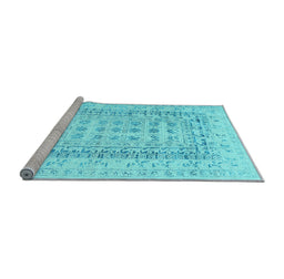 Sideview of Machine Washable Abstract Light Blue Contemporary Rug, wshcon1824lblu