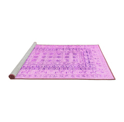 Sideview of Machine Washable Abstract Pink Contemporary Rug, wshcon1824pnk