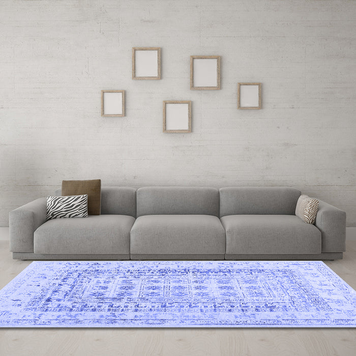 Machine Washable Abstract Blue Contemporary Rug in a Living Room, wshcon1824blu