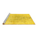 Sideview of Machine Washable Abstract Yellow Contemporary Rug, wshcon1825yw