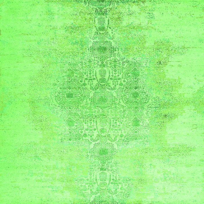 Round Machine Washable Abstract Green Contemporary Area Rugs, wshcon1825grn