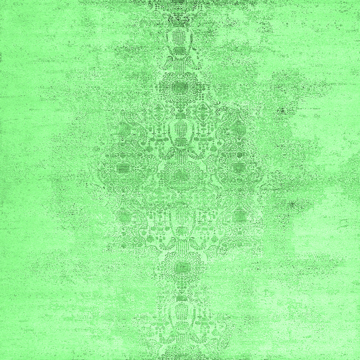 Square Machine Washable Abstract Emerald Green Contemporary Area Rugs, wshcon1825emgrn