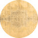 Round Abstract Brown Contemporary Rug, con1825brn