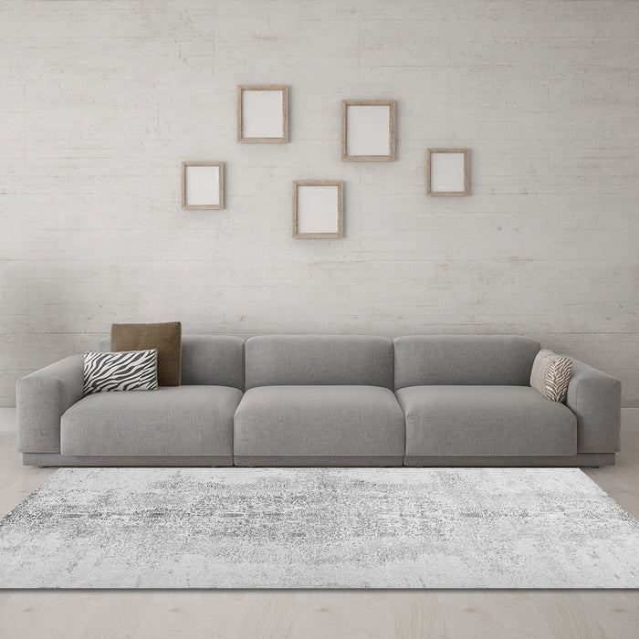 Machine Washable Abstract Gray Contemporary Rug in a Living Room,, wshcon1825gry