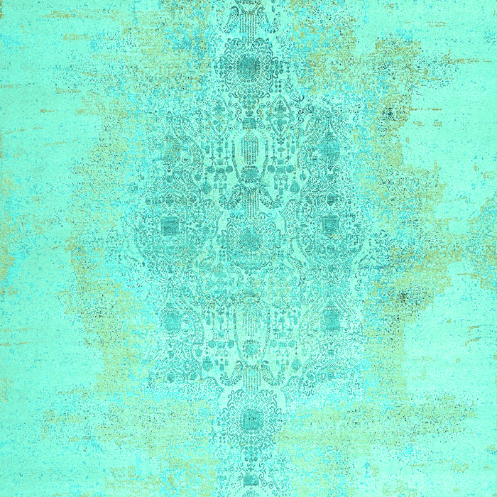 Machine Washable Abstract Turquoise Contemporary Area Rugs, wshcon1825turq