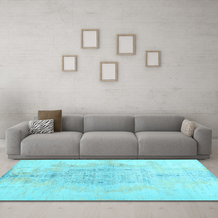 Machine Washable Abstract Light Blue Contemporary Rug in a Living Room, wshcon1825lblu
