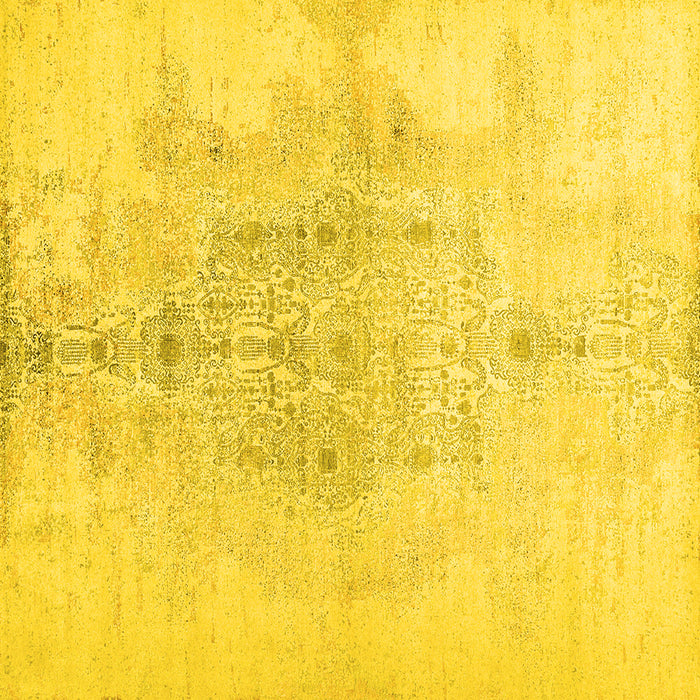 Square Abstract Yellow Contemporary Rug, con1825yw