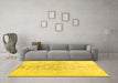 Machine Washable Abstract Yellow Contemporary Rug in a Living Room, wshcon1825yw