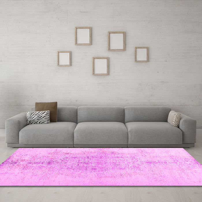 Machine Washable Abstract Pink Contemporary Rug in a Living Room, wshcon1825pnk