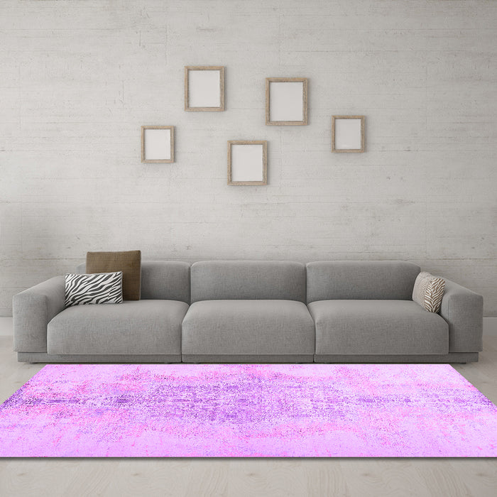 Machine Washable Abstract Purple Contemporary Area Rugs in a Living Room, wshcon1825pur