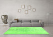 Machine Washable Abstract Green Contemporary Area Rugs in a Living Room,, wshcon1825grn