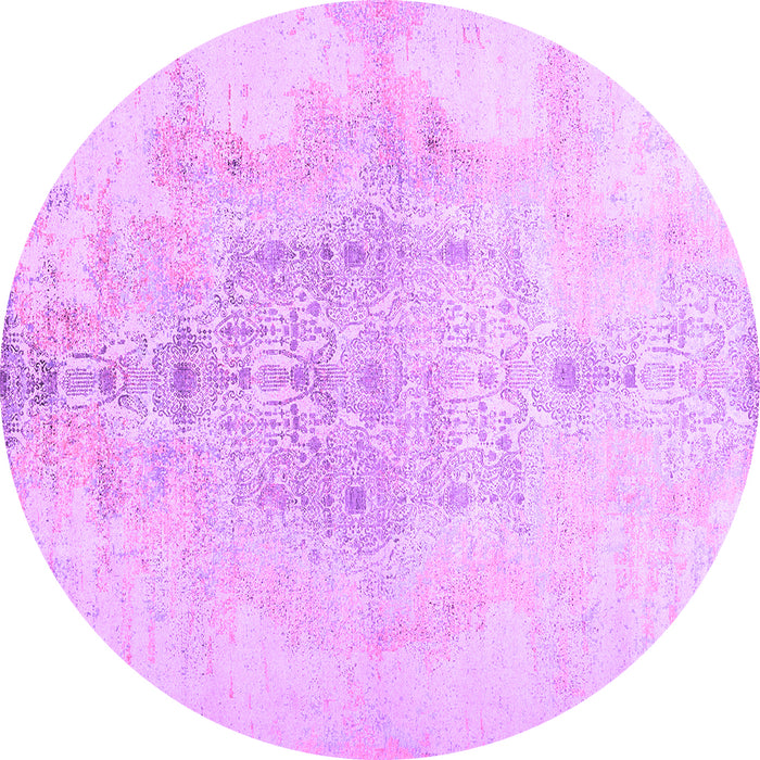 Round Machine Washable Abstract Purple Contemporary Area Rugs, wshcon1825pur