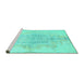 Sideview of Machine Washable Abstract Turquoise Contemporary Area Rugs, wshcon1825turq