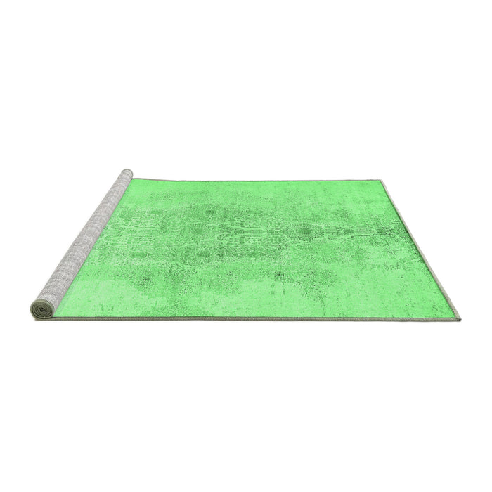 Sideview of Machine Washable Abstract Emerald Green Contemporary Area Rugs, wshcon1825emgrn