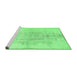 Sideview of Machine Washable Abstract Emerald Green Contemporary Area Rugs, wshcon1825emgrn