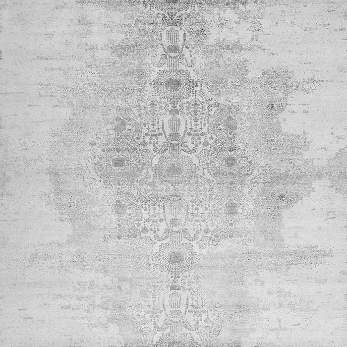 Round Machine Washable Abstract Gray Contemporary Rug, wshcon1825gry