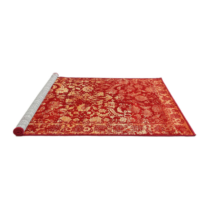Serging Thickness of Machine Washable Contemporary Red Rug, wshcon1826