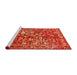 Serging Thickness of Machine Washable Contemporary Red Rug, wshcon1826