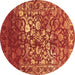 Round Machine Washable Abstract Brown Contemporary Rug, wshcon1826brn