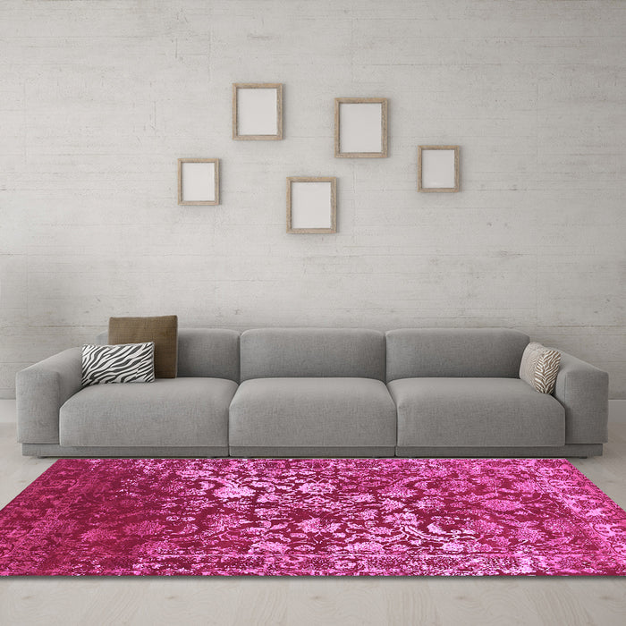 Machine Washable Abstract Purple Contemporary Area Rugs in a Living Room, wshcon1826pur
