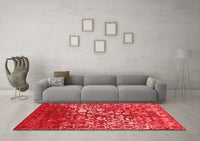 Machine Washable Abstract Red Contemporary Rug, wshcon1826red