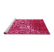 Sideview of Machine Washable Abstract Pink Contemporary Rug, wshcon1826pnk