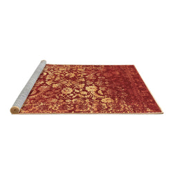 Sideview of Machine Washable Abstract Brown Contemporary Rug, wshcon1826brn